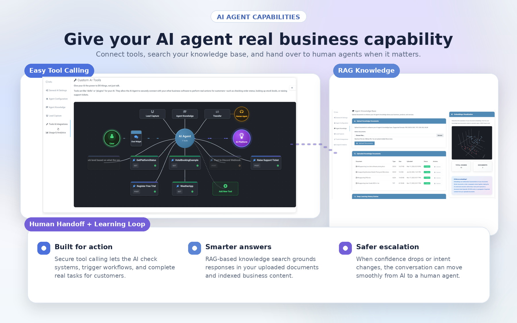 AI RAG knowledge base upload and document management interface