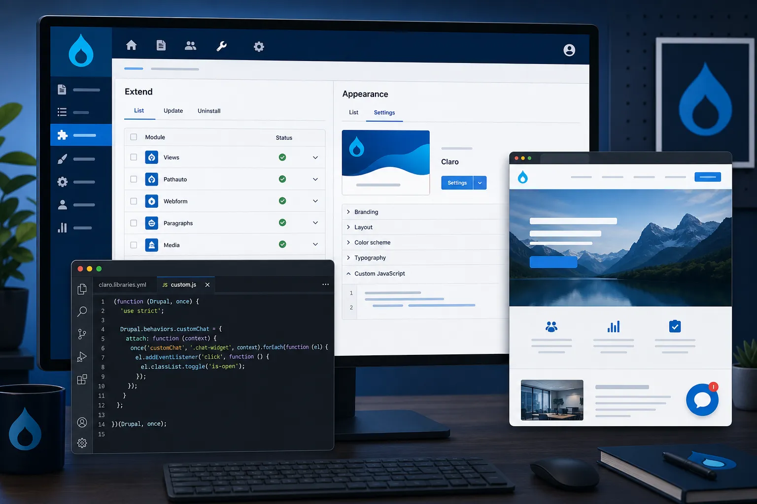 Drupal website with IMSupporting live chat installed