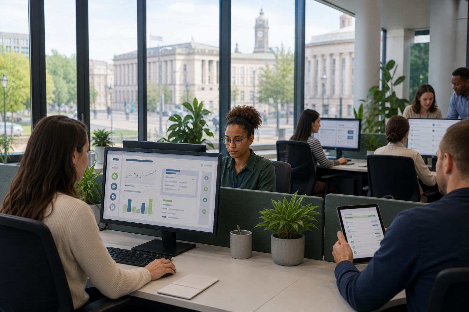 Council customer service team using hybrid AI live chat to help residents online