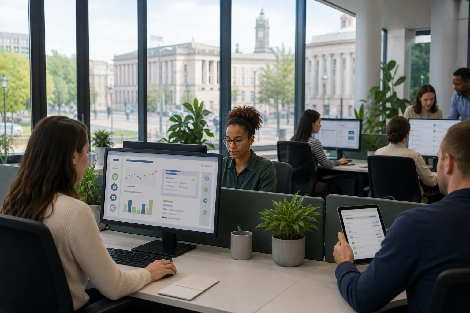 Council customer service team using hybrid AI live chat to help residents online