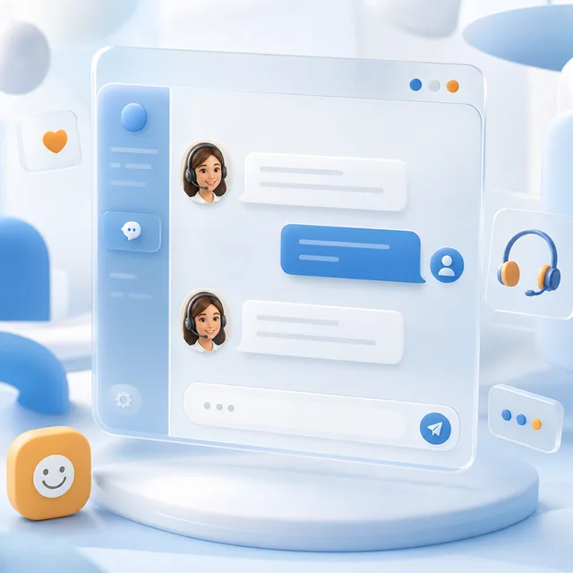A clean live chat window with a friendly support agent replying to a website visitor