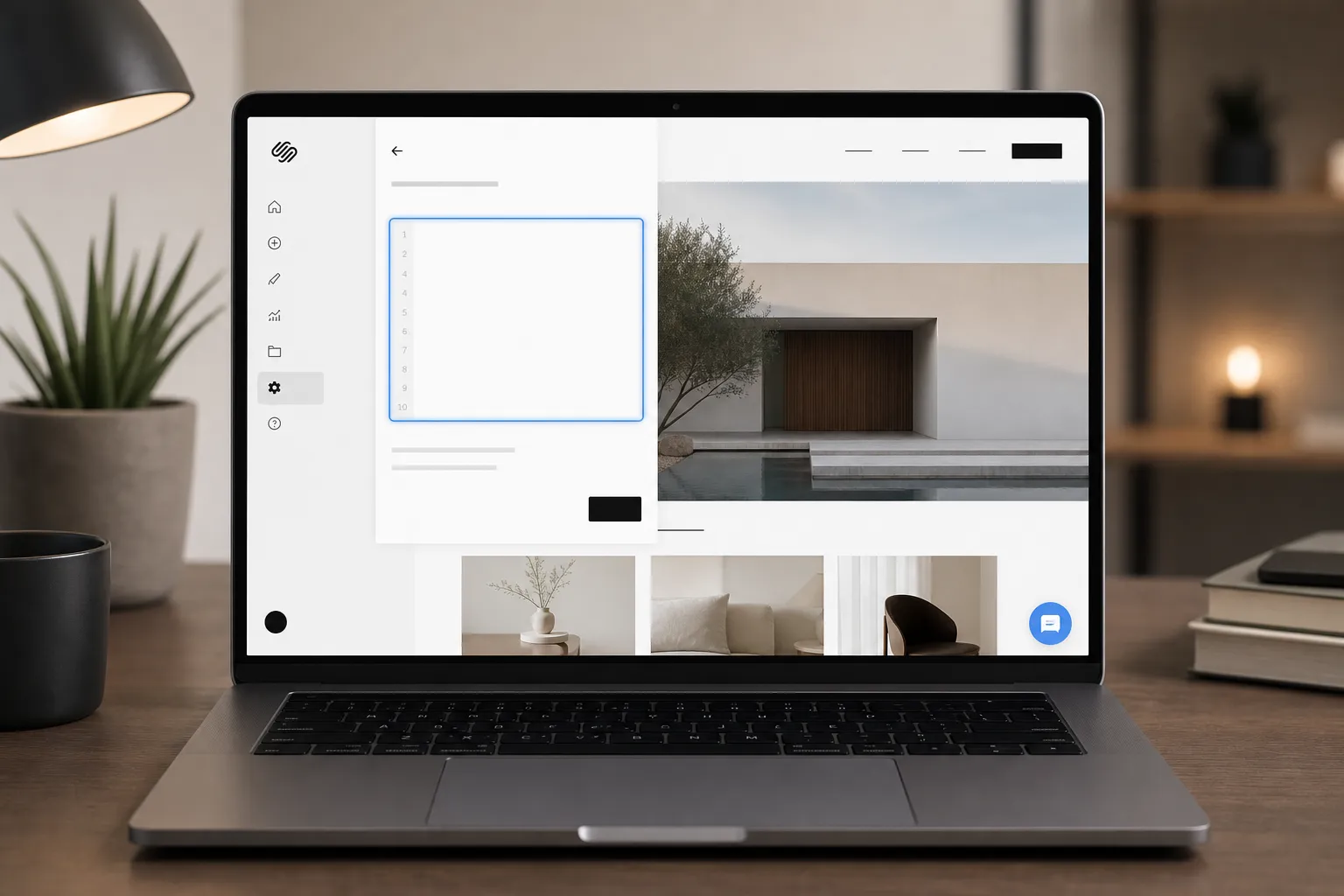 Squarespace website with IMSupporting live chat widget installed