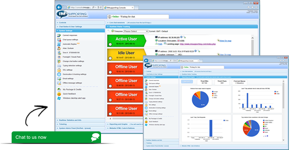 A screenshot of the imsupporting live chat software